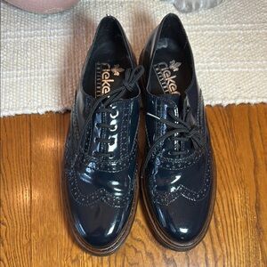 Rieker Ulla Women's Glossy Black Brogues Antistress